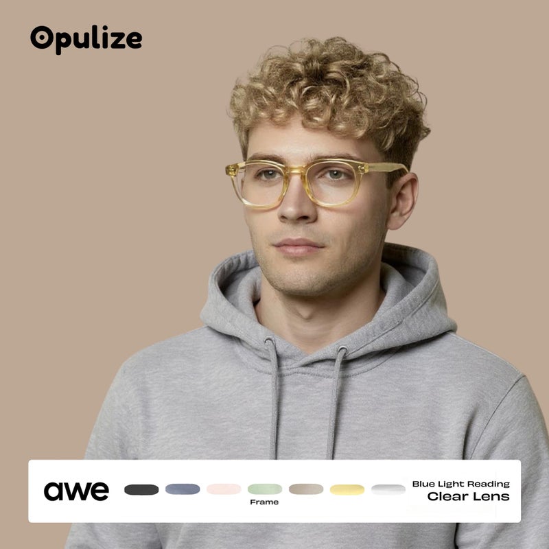 OPULIZE نظارات AWE لحجب الضوء الأزرق للنساء والرجال - دائري عتيق - نظارات مضادة للوهج للكمبيوتر والألعاب - حماية من الأشعة فوق البنفسجية وإجهاد العين - رمادي شفاف +0.00-X - Image 3